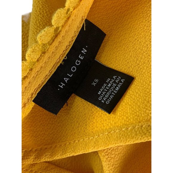 XS Halogen Gold Yellow Lace Detail Women's Blouse Long Sleeve Pullover - Picture 8 of 8